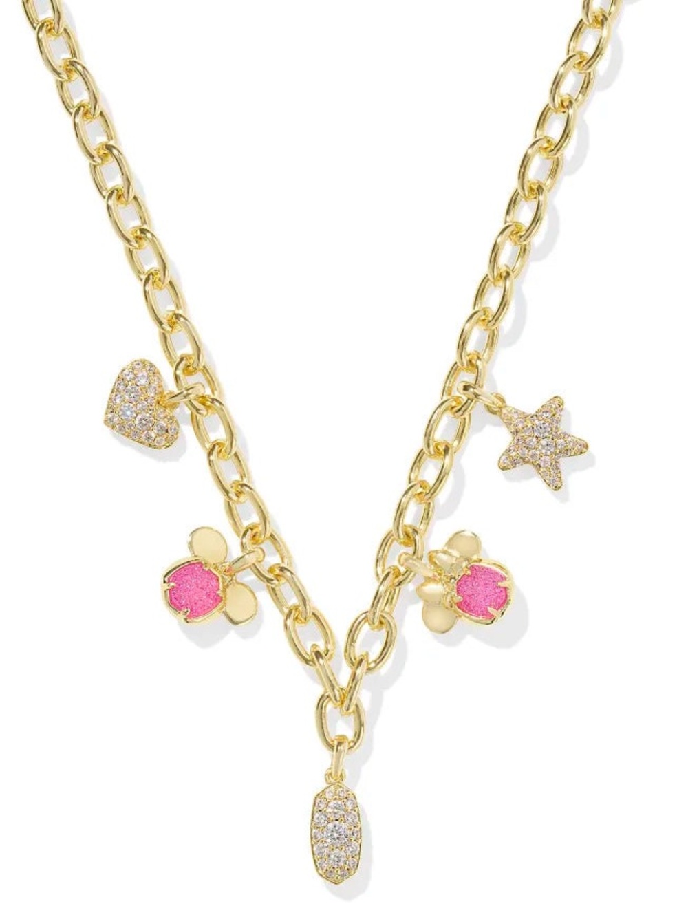 Kendra Scott Gold Mickey and Minnie Mouse Charm Necklace